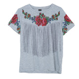 Women tassel floral print T shirt - VADIM