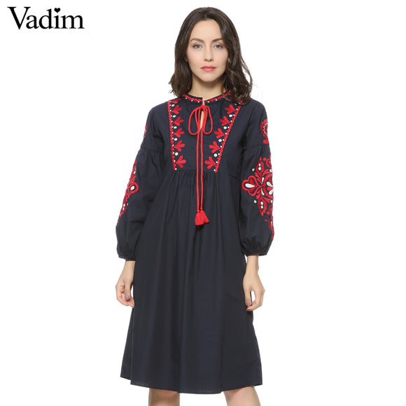 Women vintage floral embroidery dress - VADIM