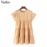 Vadim women sweet ruffles plaid pleated dress - VADIM