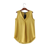 women sexy V-neck sleeveless chiffon long blouse - VADIM