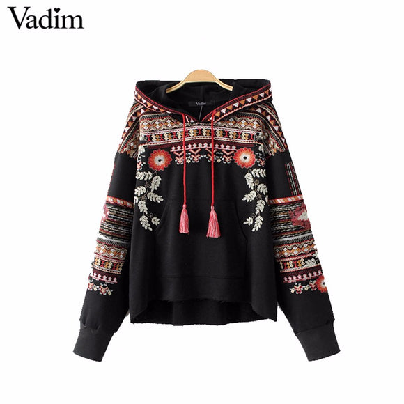 Vadim vintage totem geometric embroidery hooded sweatshirt - VADIM