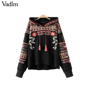 Vadim vintage totem geometric embroidery hooded sweatshirt - VADIM