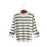 Women black white striped knitted sweaters - VADIM