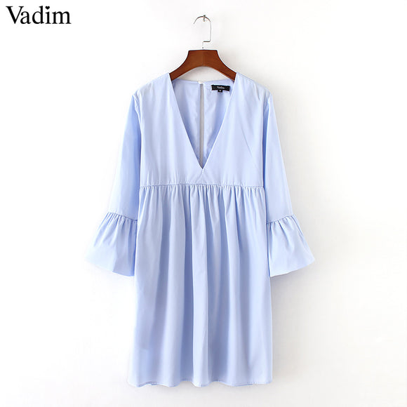 Vadim women sexy V neck pleated dress - VADIM