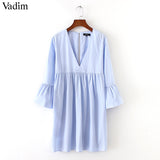 Vadim women sexy V neck pleated dress - VADIM