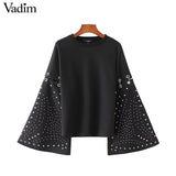 Vadim women flare sleeve rivet loose sweatshirts - VADIM