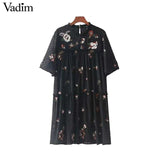 Vadim sweet floral embroidery chiffon sequined dress - VADIM