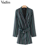 Vadim women chic striped playsuits bow tie sashes - VADIM