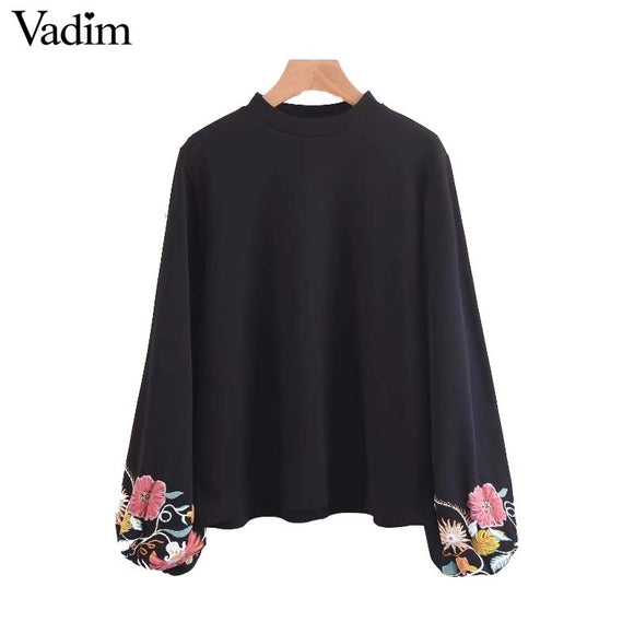 Vadim women vintage floral print sweatshirt long lantern sleeve - VADIM