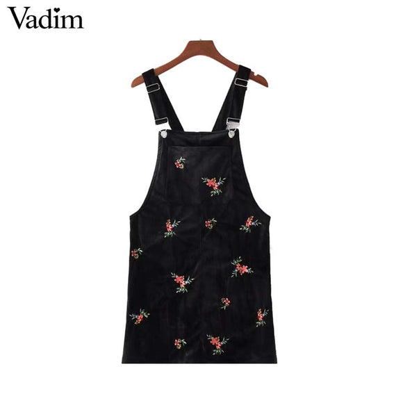 Vadim women vintage floral embroidery velvet dress sleeveless - VADIM