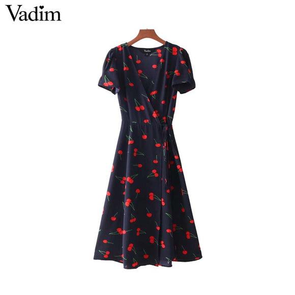 Vadim vintage V neck floral pattern midi dress - VADIM