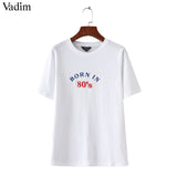 Vadim women stylish letters print T shirt o neck - VADIM