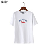 Vadim women stylish letters print T shirt o neck - VADIM