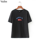 Vadim women stylish letters print T shirt o neck - VADIM