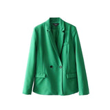 Vadim women elegant Notched collar solid blazer - VADIM